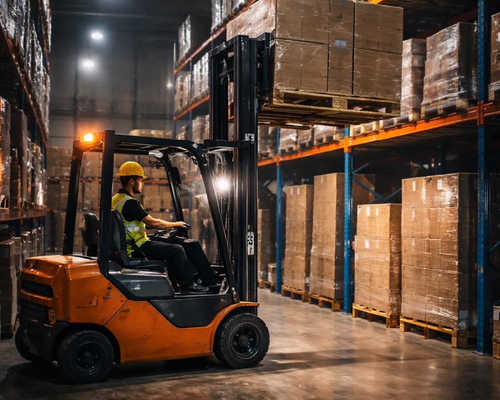 Warehouse forklift driver
